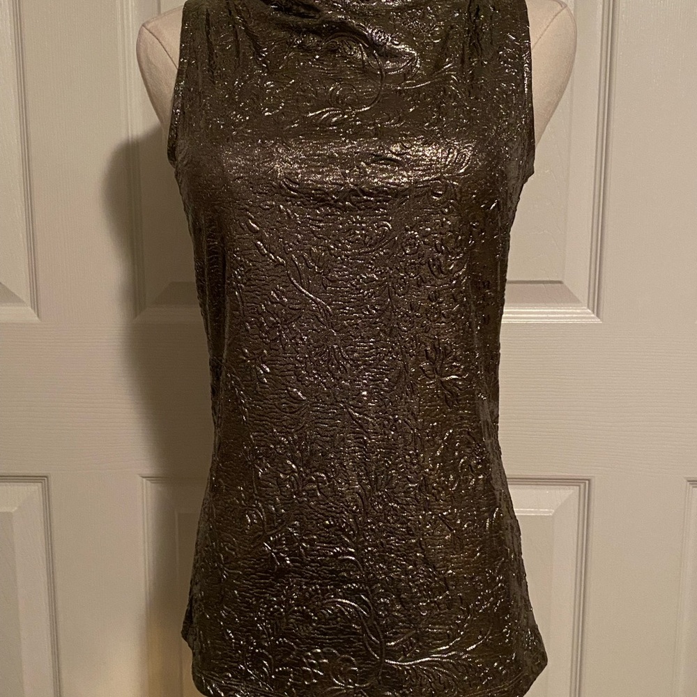 Mexx Shimmering Embossed Top in Deep Metallic Brown/Gold Tone